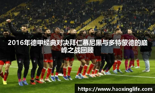2016年德甲经典对决拜仁慕尼黑与多特蒙德的巅峰之战回顾