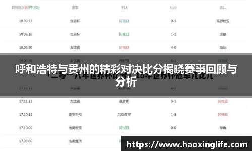 呼和浩特与贵州的精彩对决比分揭晓赛事回顾与分析